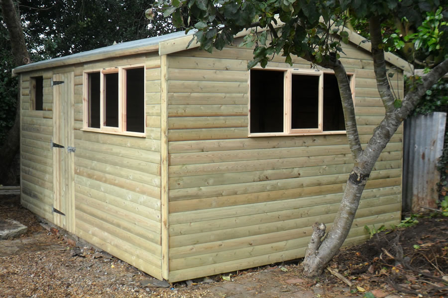 Sheds Garden Summer Houses Les Timber Works 12 X 10 3 6m 0m Apex Shed 4 19mm Pressure Treated Loglap